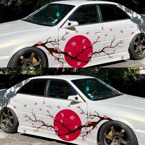 Gráficos para vehículos de Sakura Cherry Blossom: calcomanías JDM de carreras de drift y pegatinas florales de estilo Stance, una decoración perfecta para el coche y una decoración natural.