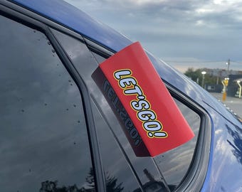 洗濯ラベルタグ車用ステッカー「Let's Go」 - 面白いおもちゃ風の車の