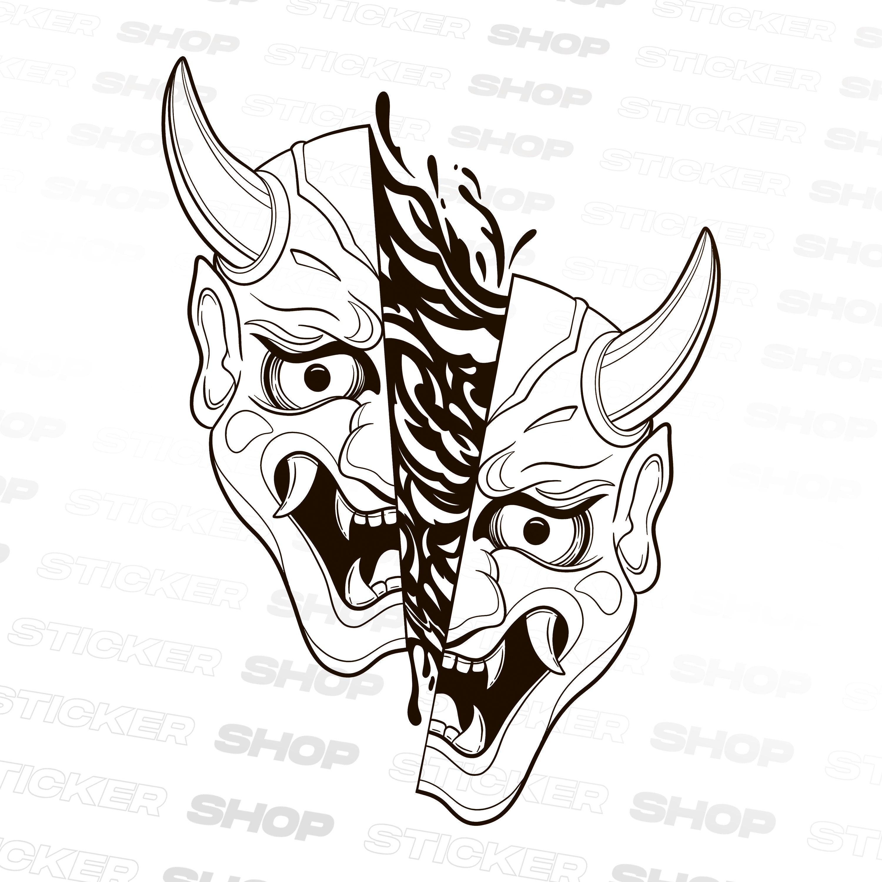 Samurai Oni Mask JDM Oil Slick Sticker Oni Mask Anime Decal Etsy