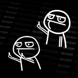 X2 Middle Finger Meme Guy Decal / Sticker SET - Funny JDM car decals - Car tuning - Cars fan gift - Fyou - Japanese vehicle - Flip Off
