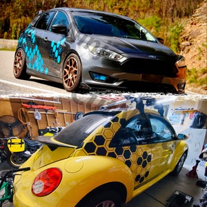 Hexagon / Honeycomb Decals - Fits for ANY car - ANY Color - custom car livery / side graphics - hex car wrap - Japanese itasha decal - GIFT