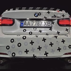 Tic-tac-toe Car Stickers, Circles + Crosses JDM Car Livery Decal, Side Vehicle Wrap, Bumper Sticker, Reflective Trunk or Hood Decals