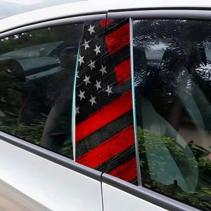 American Flag Side Window Sticker, Large Car Pillar Vinyl Decal for Patriotic Auto Accessories