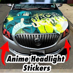 Anime Car Headlight Sticker, Red Eeyes Car Stickers, Car Tuning Wrap Sticker, Head Light Decal, Vinyl Decal Sticker, Car Accessories