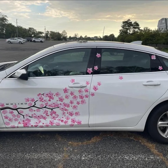 Cherry Blossom Car Side Decal, Large Floral Vinyl Sticker