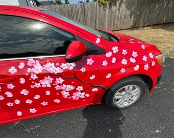Cute Floral Sakura Car Decal, Kawaii Anime Windshield Banner Sticker, Large JDM Car Accessory, Gift For Her