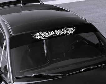 Pancarta de parabrisas personalizada de death metal, calcomanía de vinilo de terror gótico para coches de drift JDM, parabrisas siniestro personalizado, tira parasol para parabrisas delantero