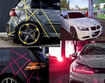 Calcomanía de rayas finas JDM para decoración de autos, con estampado a color, para envolver laterales de vehículos, parachoques, camionetas y SUV. Se adapta a cualquier auto. Regalo.
