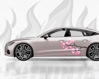 Sakura Tree Car Decal, Cherry Blossom Anime Car Decal, Flower Car Door Sticker, JDM Car Accessories, Custom Car Wrap, Race Car Decal