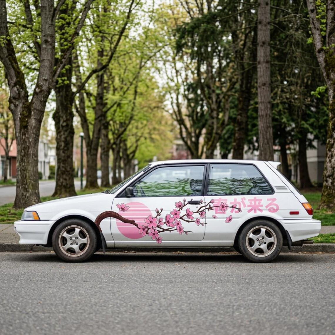 Cherry Blossom Branch and Flowers Car Decals, Sakura Side Graphics ...