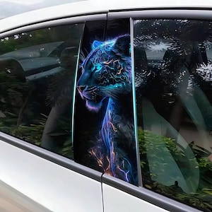 Black Panther Car Pillar Sticker, Vinyl Doors Wrap, JDM Vinyl Side Graphics for Racing, Cool Car Decor, Racing Car Side Decals