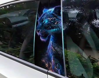 Black Panther Car Pillar Sticker, Vinyl Doors Wrap, JDM Vinyl Side Graphics for Racing, Cool Car Decor, Racing Car Side Decals