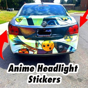 Car Headlight Red Eyes Stickers, Anime Car Headlight Decals, Unique JDM Vehicle Decors, Styling Wrap Sticker, Car Tint Decal