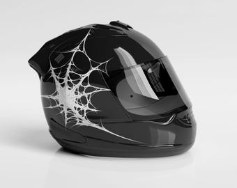 Adhesivo de vinilo de telaraña para casco, calcomanía personalizada para motociclistas, decoración de Halloween, accesorio espeluznante, regalo para él