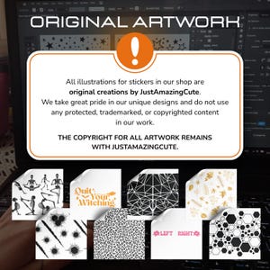The image is a collage of various stickers with different designs, including geometric shapes, abstract patterns, and other artistic elements.