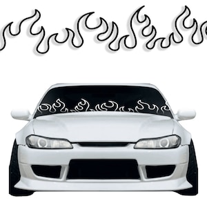 Flames fire windshield window car decal sticker - Fits for any vehicle! Any color - Car visor glass stripe - Front burning window JDM tuning
