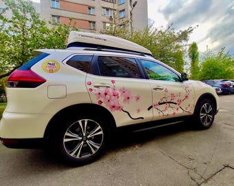 Cherry Blossom Car Livery, Realistic Sakura Japenese Wrap, Side Vehicle Graphics, Anime Wrap for Big Car, Itasha Style, Kawaii Sticker Decal