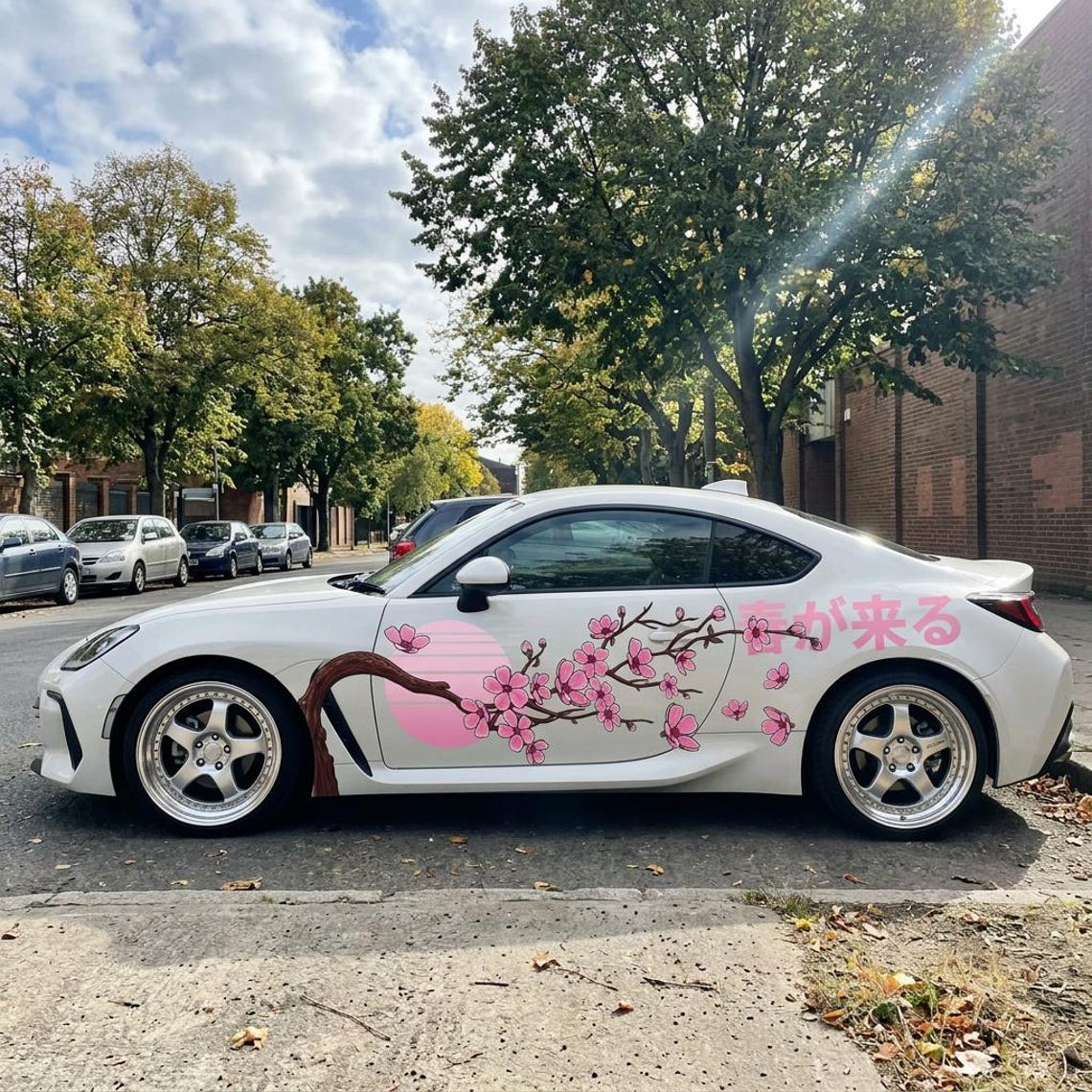 Cherry Blossom Branch and Flowers Car Decals, Sakura Side Graphics ...