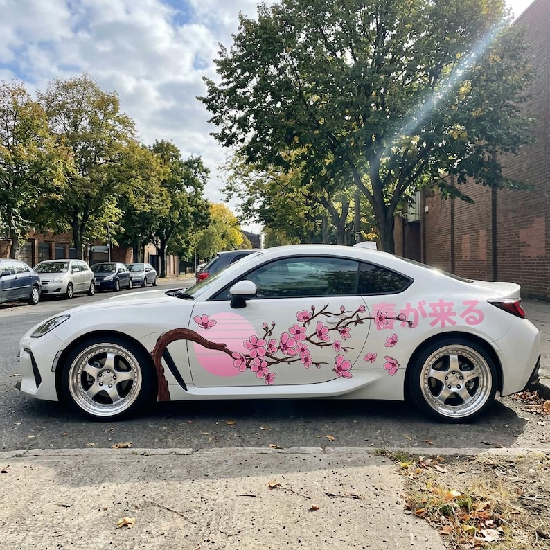 Cherry Blossom Branch and Flowers Car Decals, Sakura Side Graphics ...