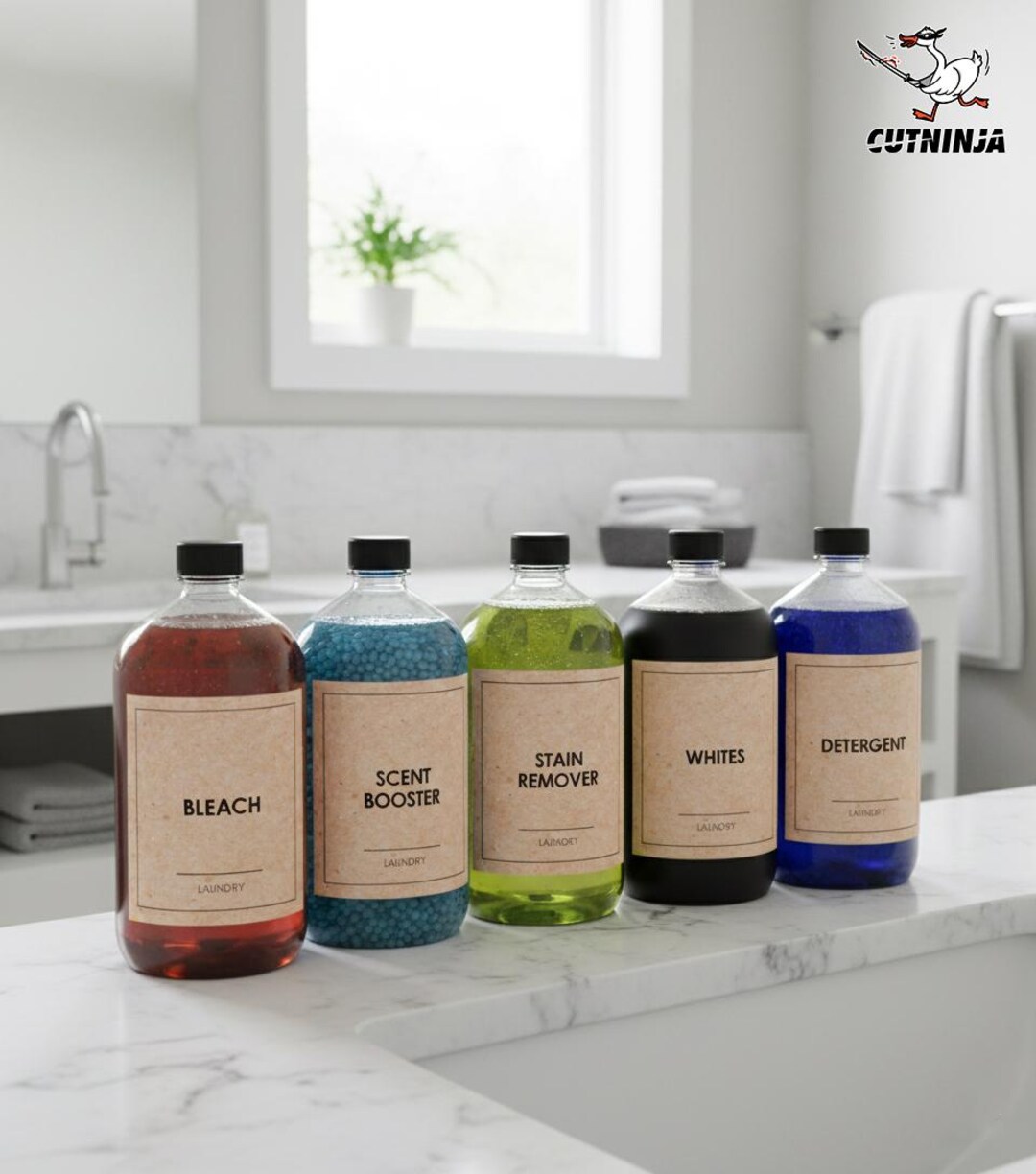 X12 Custom Laundry Room Labels, Waterproof Apothecary Bottle Labels ...