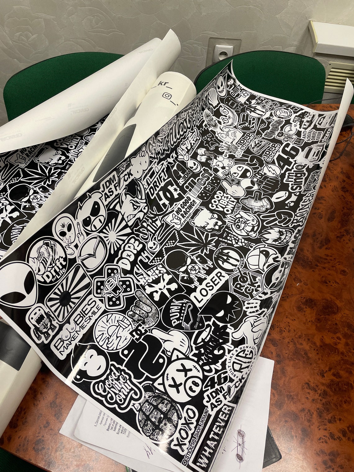 Black and White Stickerbomb Graffiti Vinyl Wrap Decal / Skull Etsy