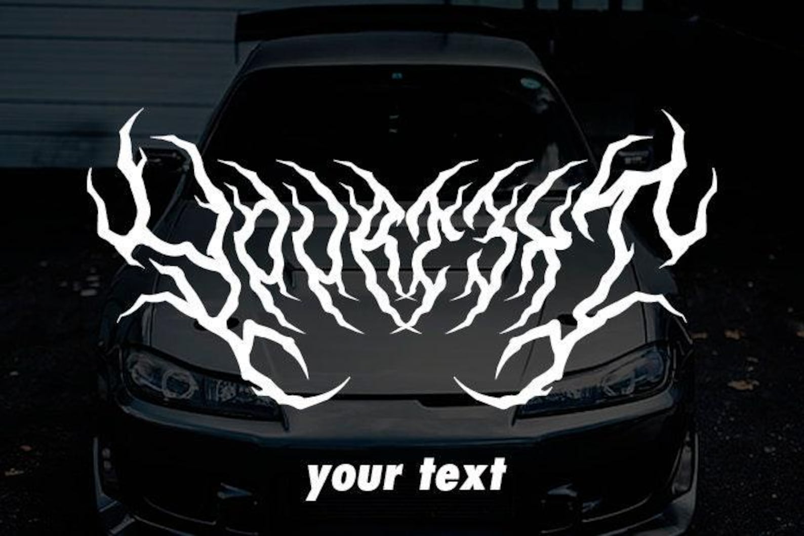 Tuning In Lettering Gothic Horror Style Decal - Custom Text Dark Metal - Scary Lettering ...