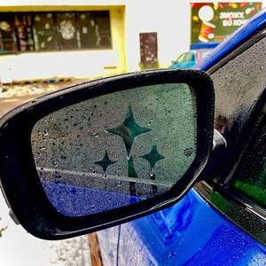 Calcomanía/pegatina antivaho con diseño de estrellas para espejo retrovisor de coche, resistente a la lluvia, estilo anime JDM, accesorios para ventana de coche - Artículos útiles para coche, antilluvia