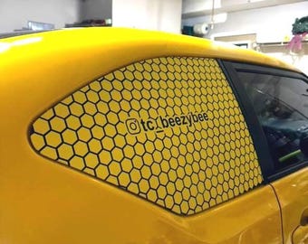 X2 Honeycomb Quarter Window Decal for Both Sides, Custom Text / Logo Vinyl Car Sticker, JDM Car Side Decor, Perfect Car Gift for Dad