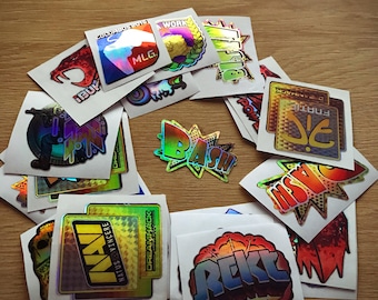 Holographic Gamer Sticker Pack, Gaming Style Vinyl Decals for Laptop PC Case Console Gear