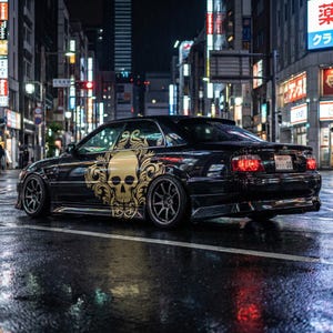 Skull Car Side Decal, Large JDM Vinyl Graphics, Gothic Style Car Sticker For Sport Cars And Custom Builds