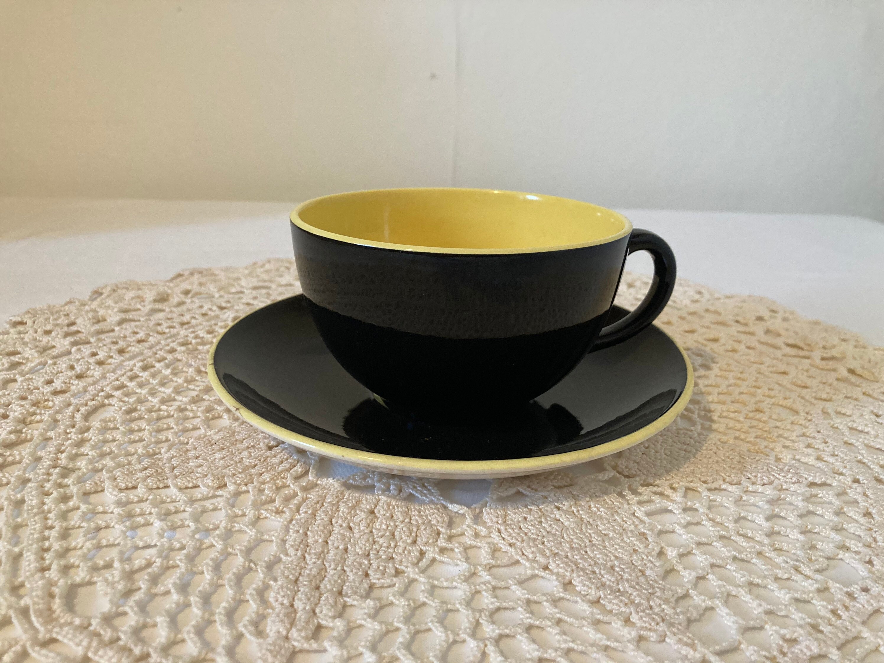 Lovely Villeroy et Boch Cup and Saucer Black and Yellow Etsy