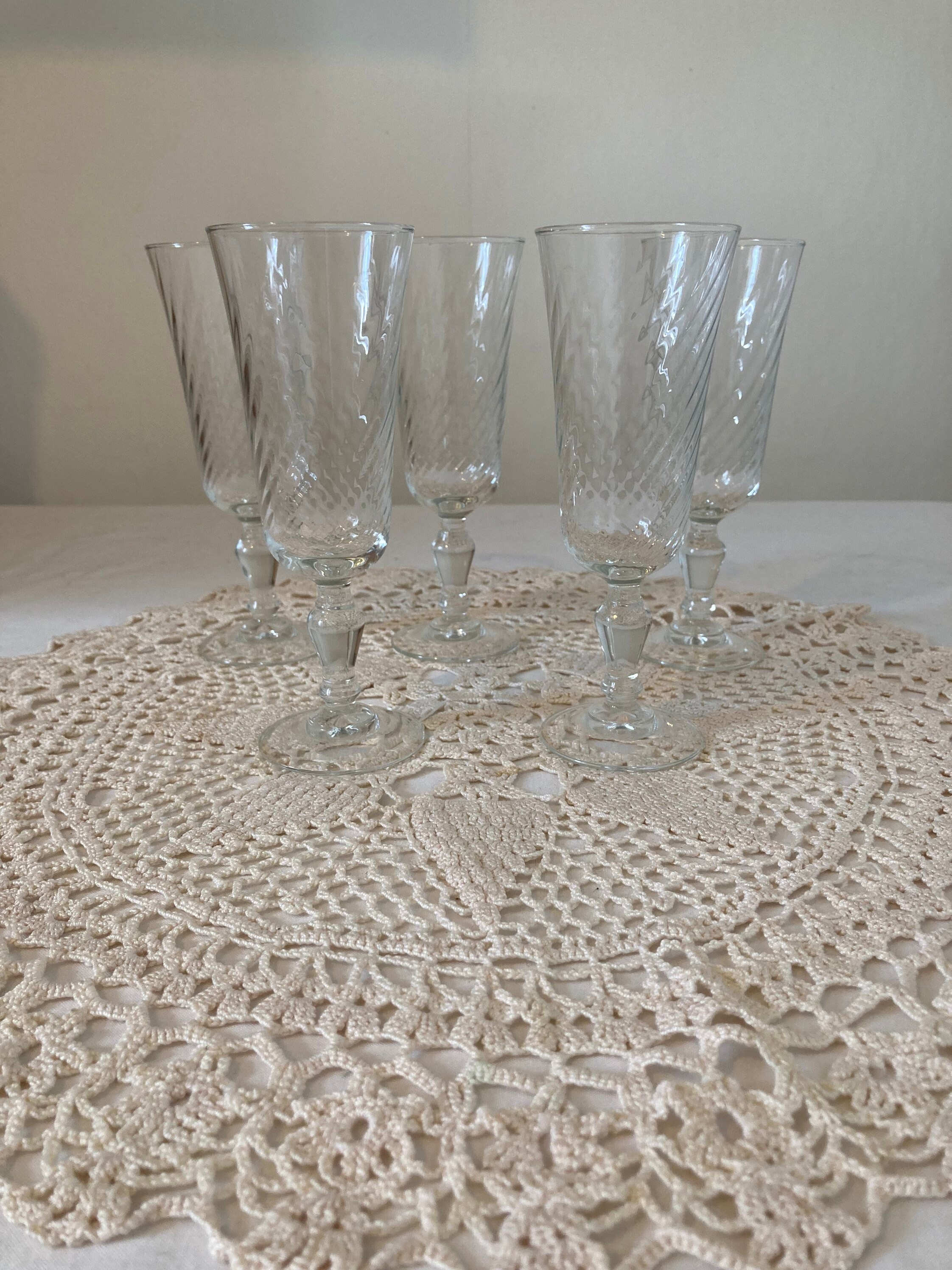 Magnifique Arcoroc/Luminarc Volute Swirl Set de 5 Flûtes à Champagne Verre Clair Rosaline