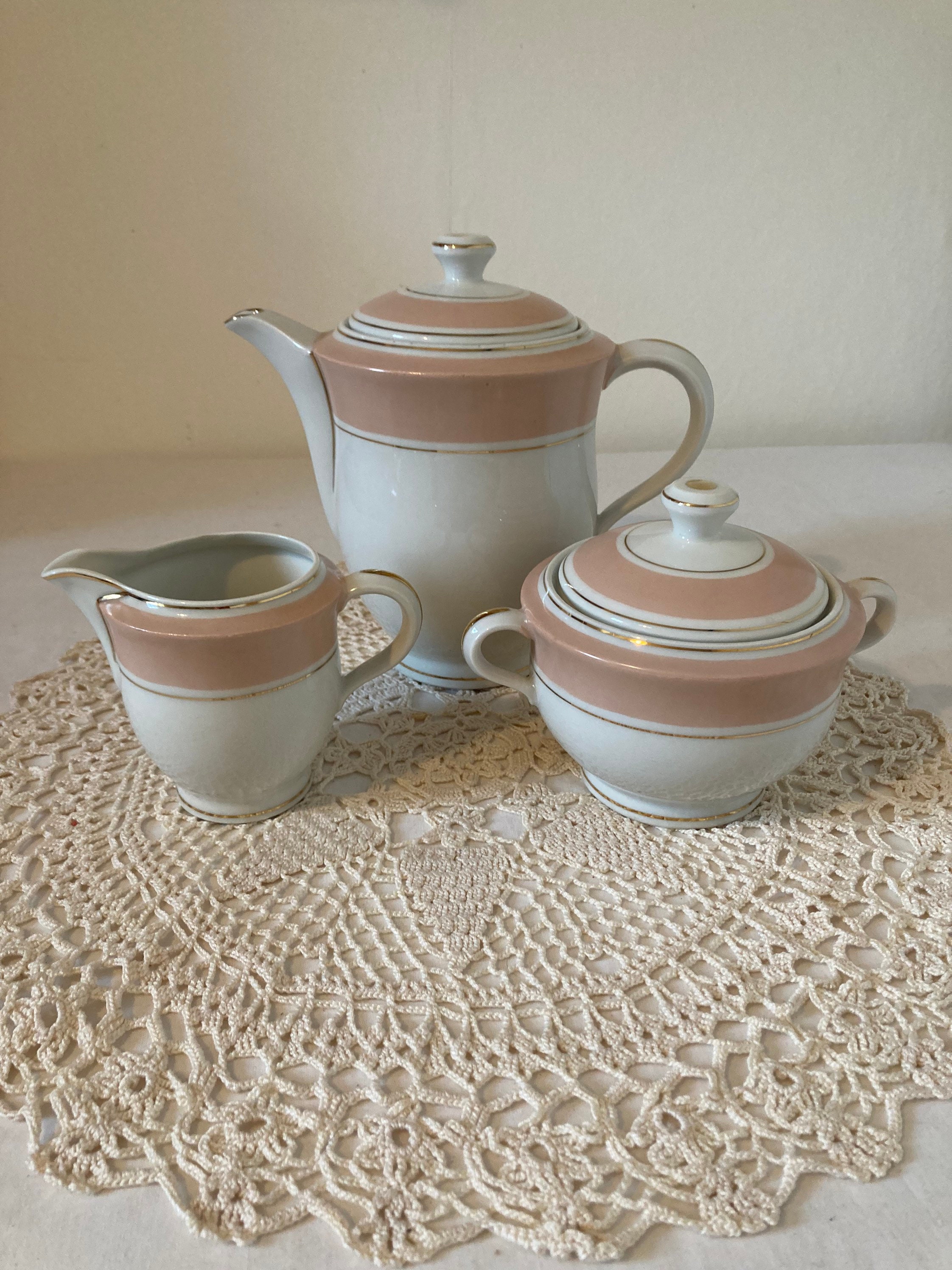 Pourer Jug Pale Jade Green and White Simple Vintage Mid  Century Elegance. Stunning Vintage Limoges Teaset Coffee Set Teapot Sugar Bowl