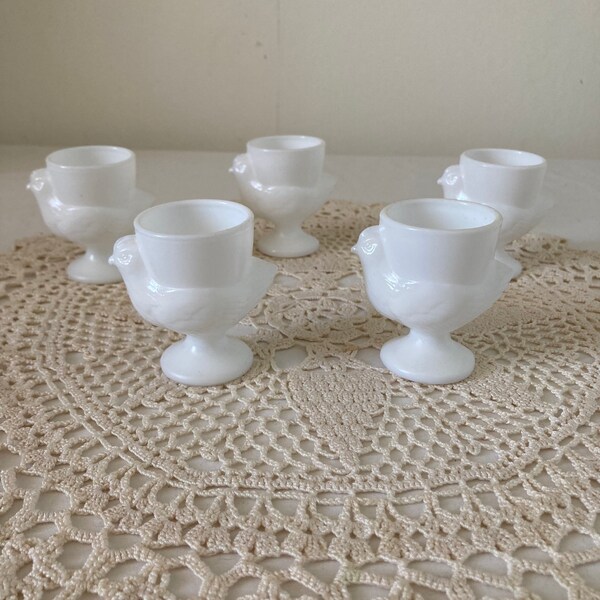 4 Vintage French Milk Glass 'Mobile' Mugs,Arcopal Cups,70's