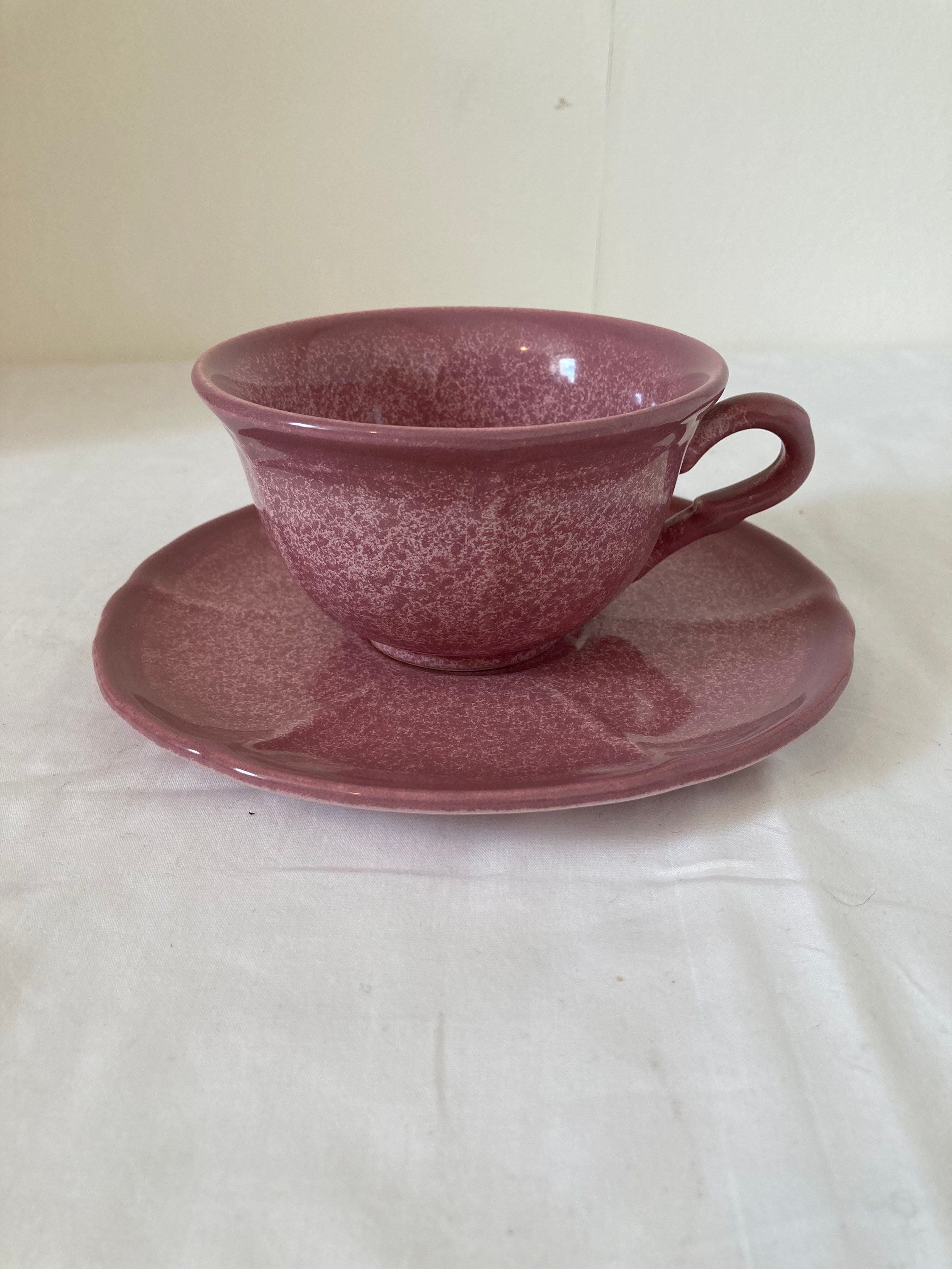 Belle Framboise Rose Niderviller Français Vintage Grande Tasse et Soucoupe Oversized Breakfast Cup S
