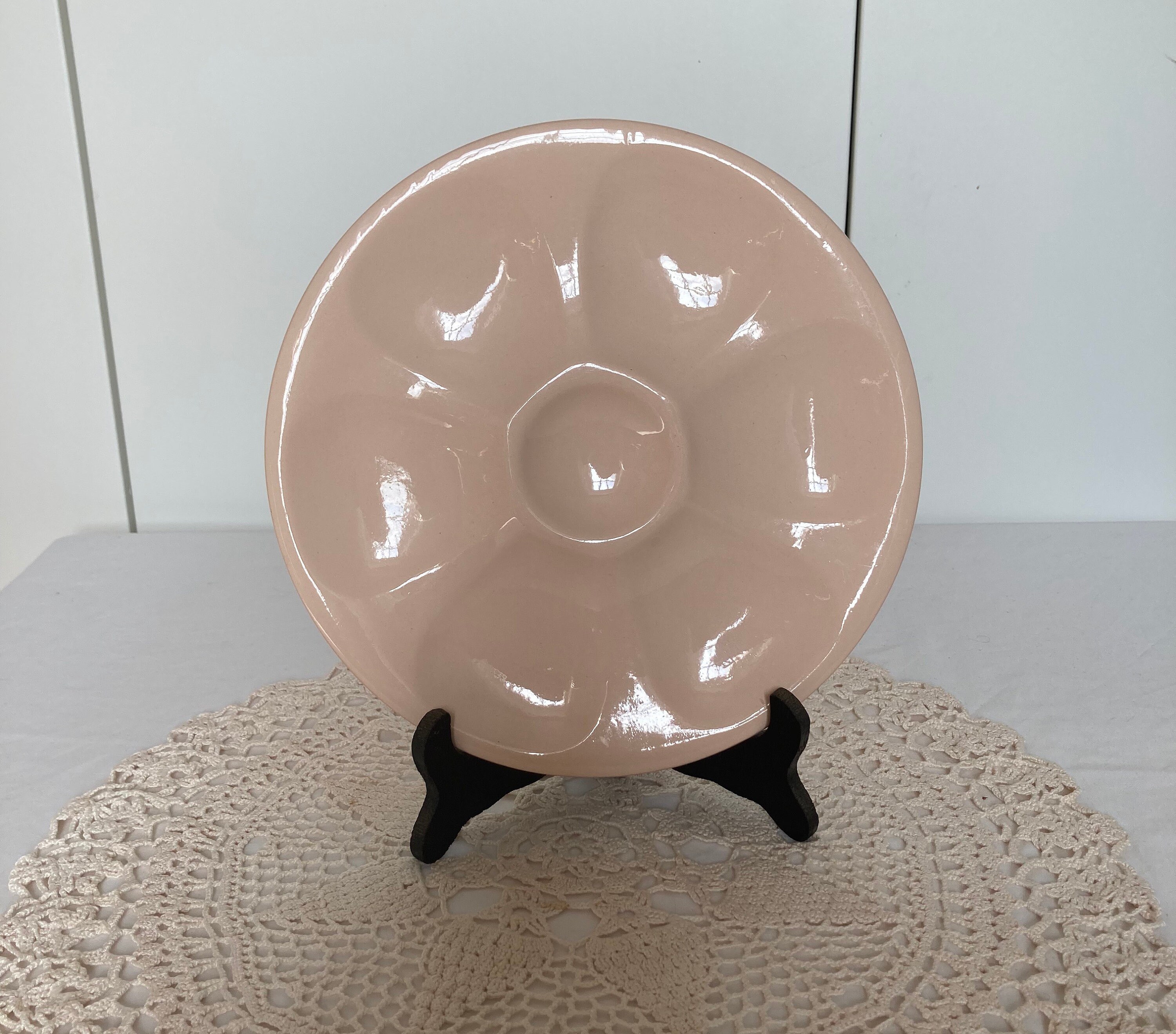 One Français Vintage Sarreguemines Assiette d'huîtres Plateau de Service Espace Pour 6 Huîtres sur P