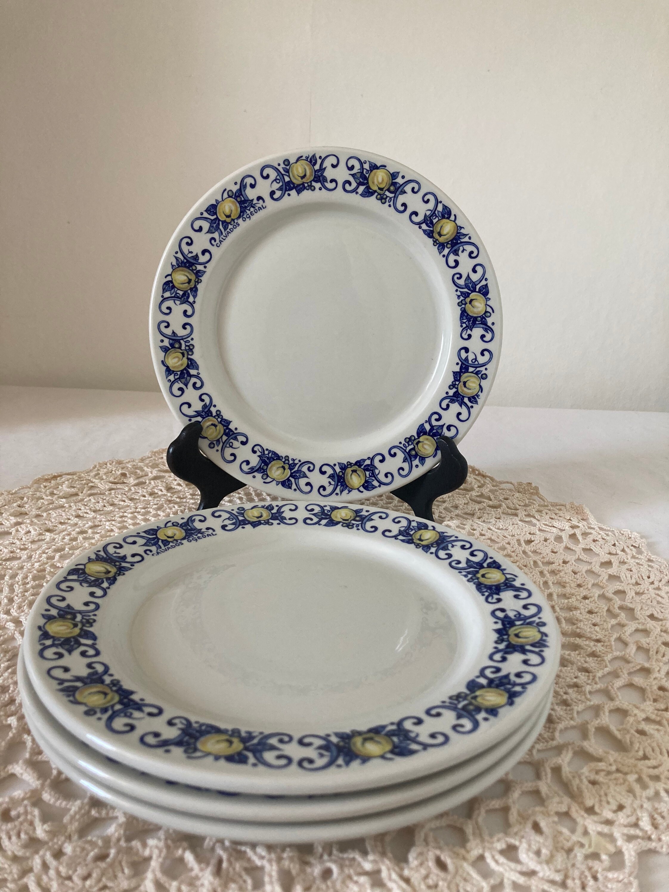 Lovely Set Of 4 Villeroy & Boch Cadiz Side Plates Calvados Pommes Jaune et Bleu sur Les Plaques Prom