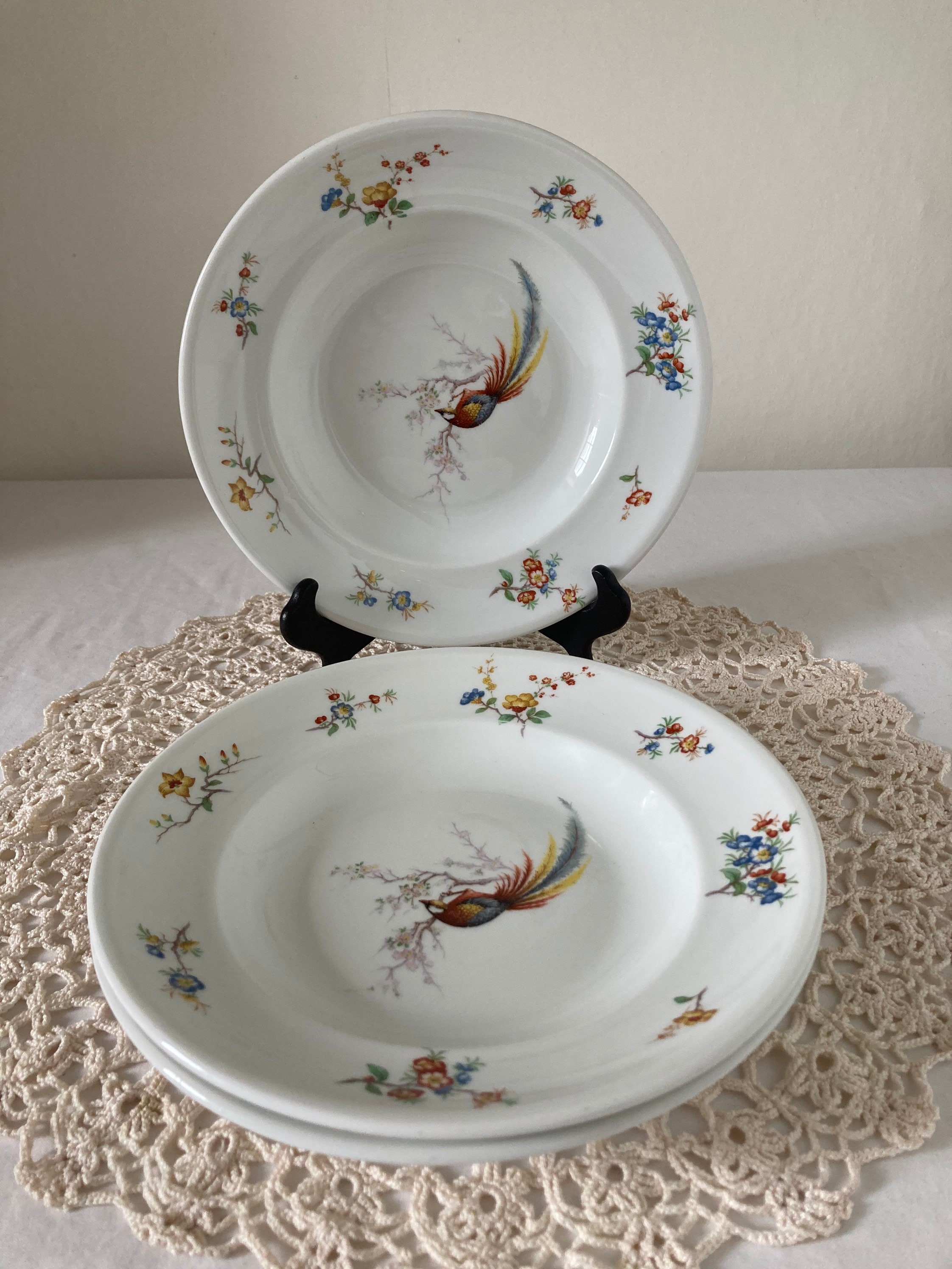 Assiette en porcelaine peinte à la main Oiseaux - Etsy France