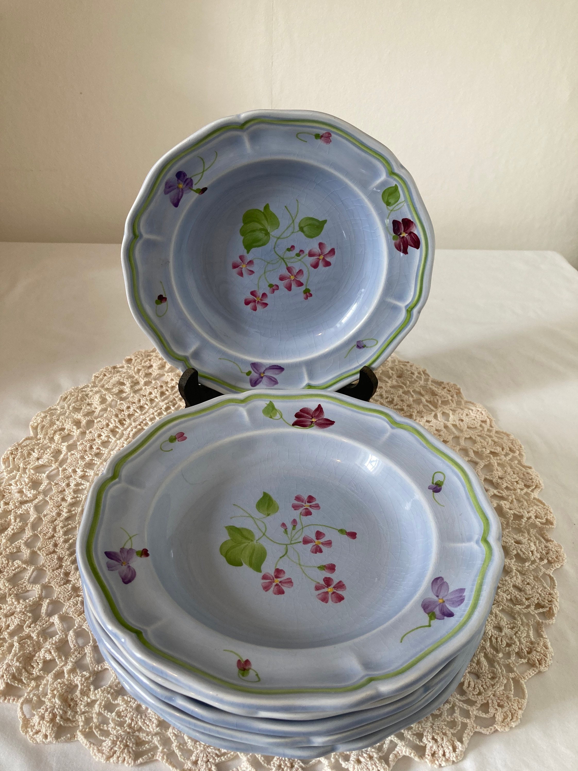 Ensemble de Six Longchamp Français Vintage Ironstone Deep Plates Buddha Bowls Soup Bowl Pasta Brown 