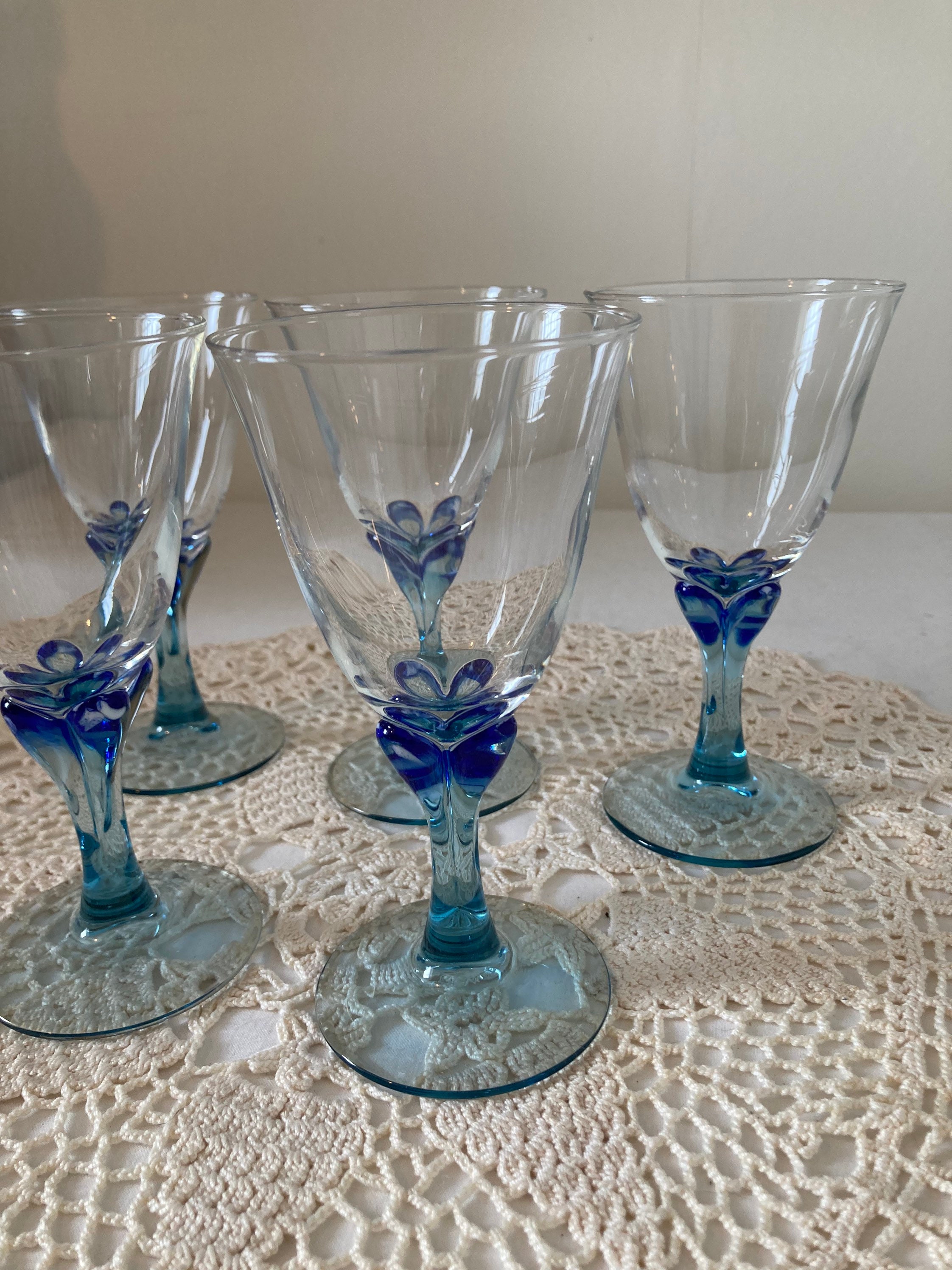 Set of Five French Vintage Luminarc Wine Glasses Water Goblets Etsy