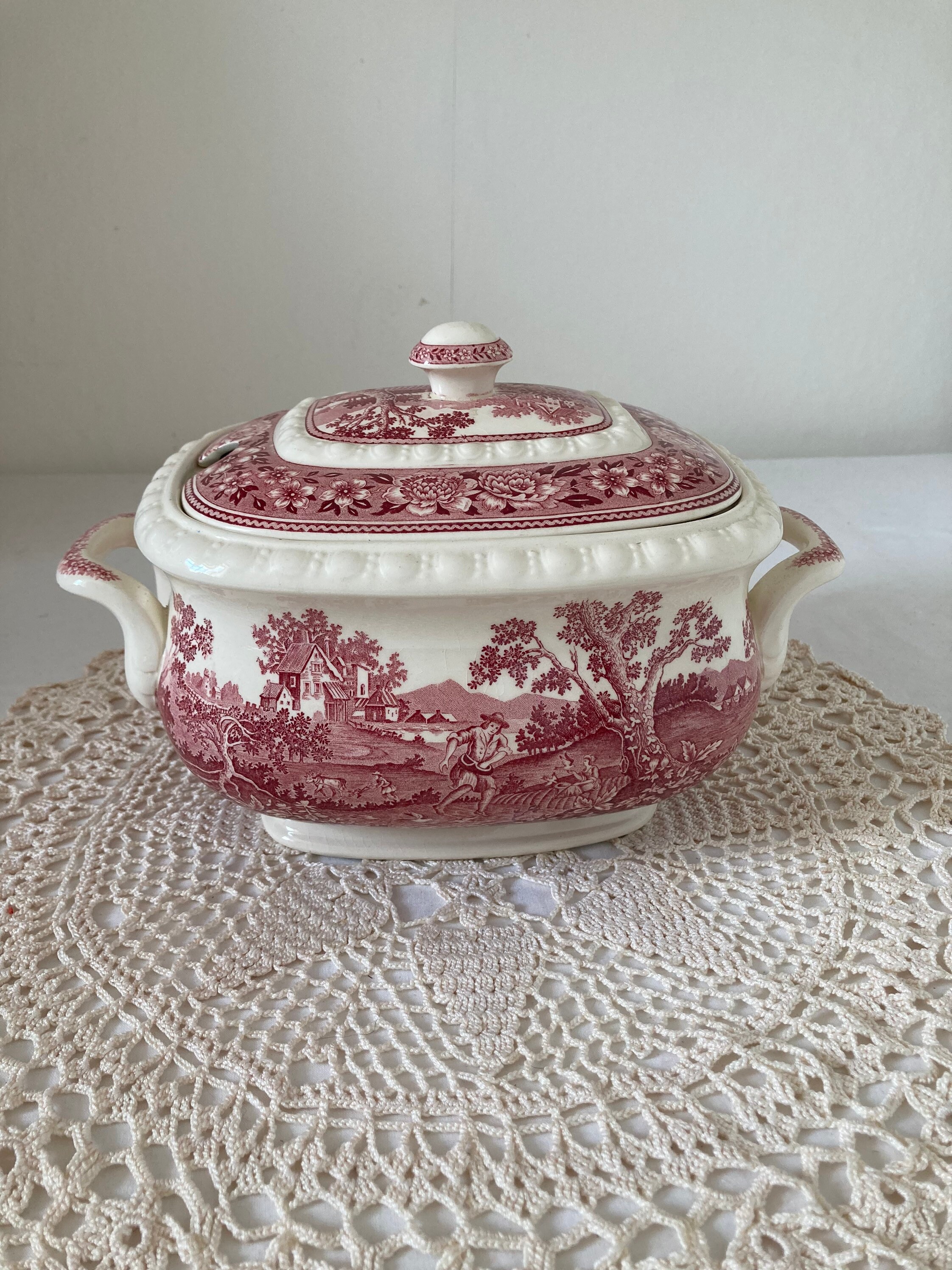 Superbe Millésime Villeroy et Boch Rusticana Rectangulaire Portion Tureen Soupière à Couvercle Rose 