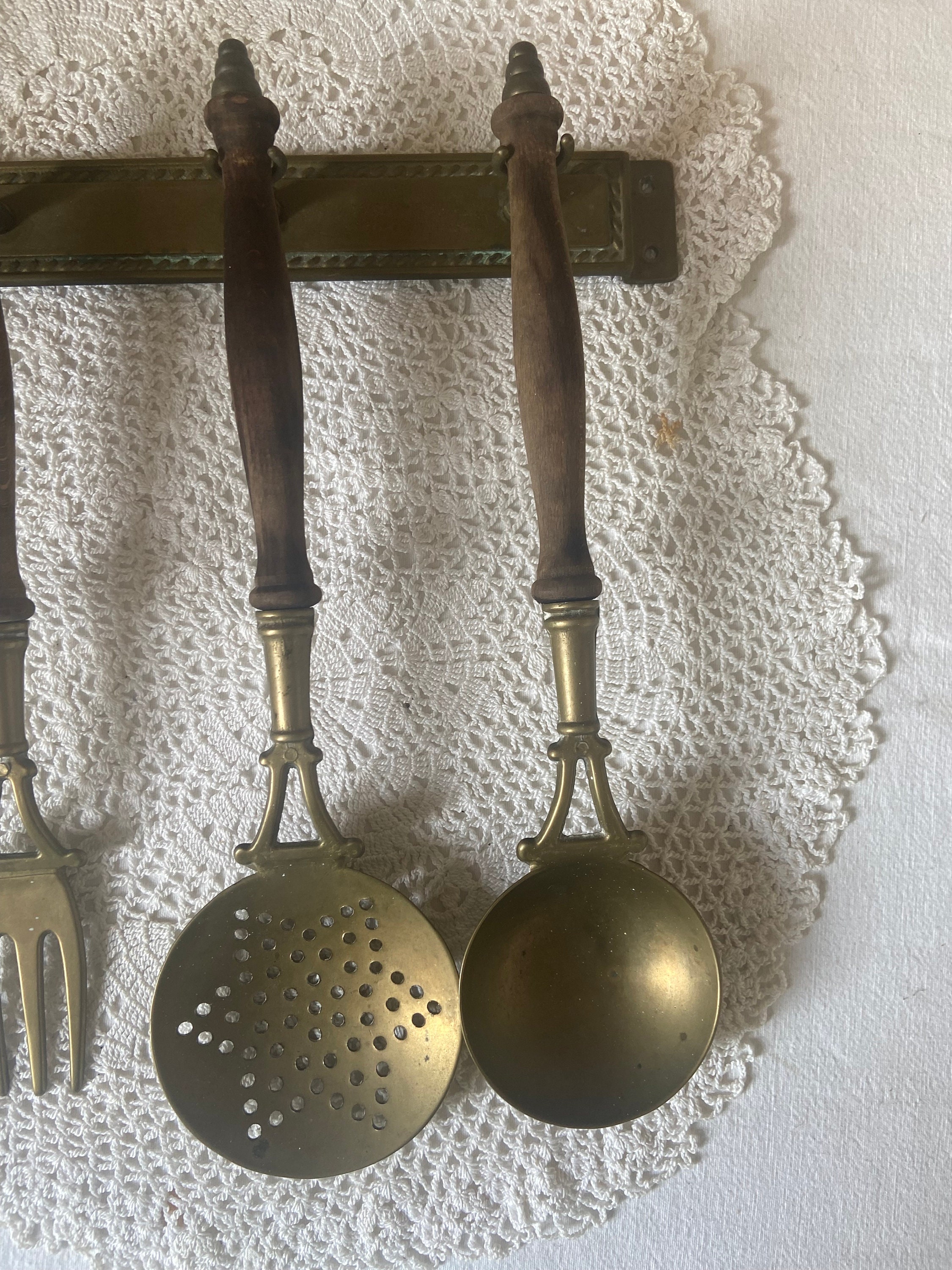 Brass Kitchen Utensils Hanging Bar Spain Mid 20th Century For Sale at  1stDibs