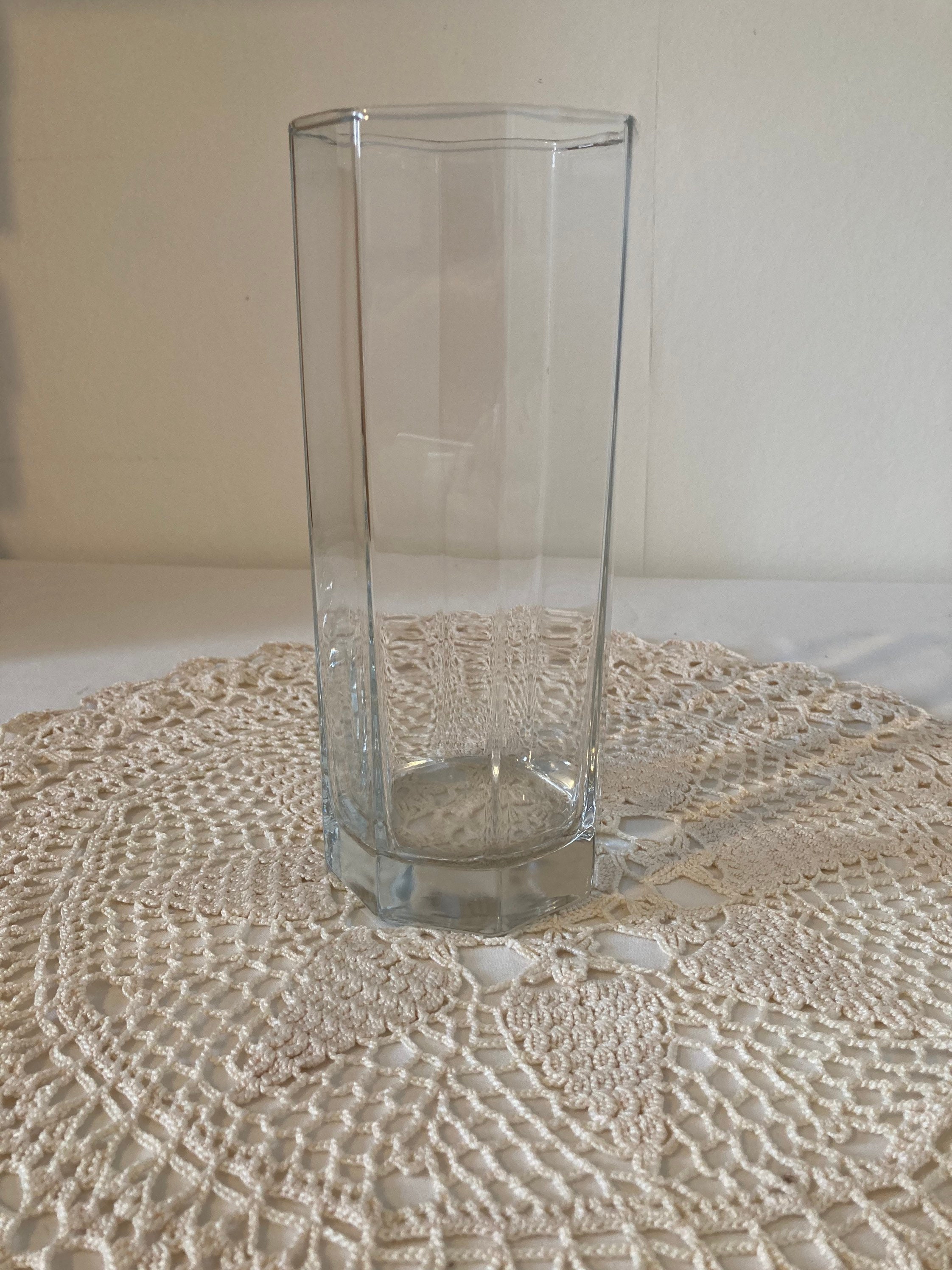 Français Vintage Luminarc Octime Clear Glass Vase Ornament Holder Octagon Decor