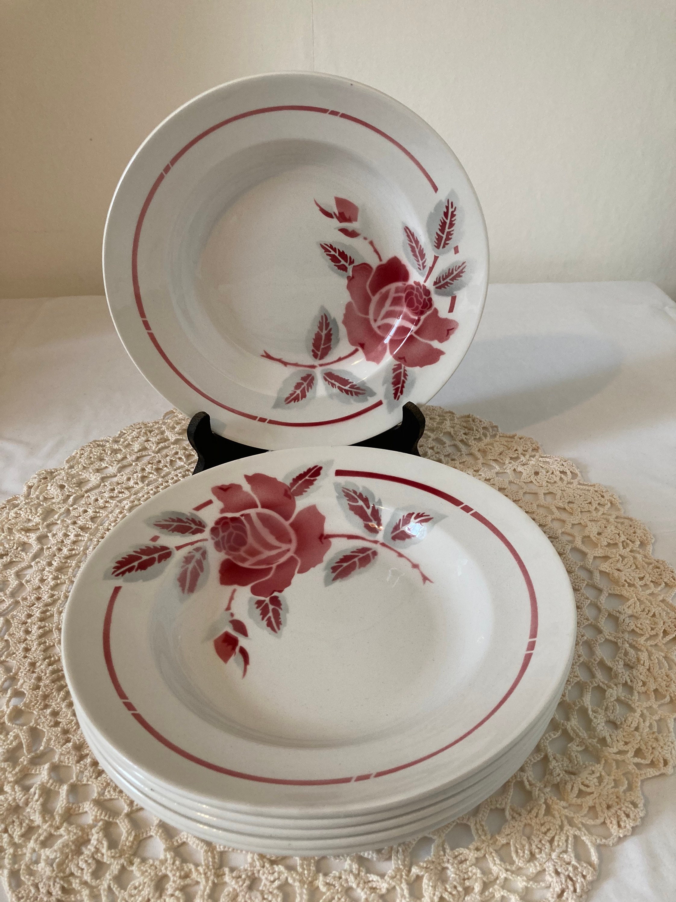 Belle Ensemble de Six Orchies Moulin Des Loups Français Vintage Hollow Plates Deep Bols Buddha Bowl 