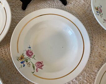 Beautiful Set of Six Badonviller French Vintage Deep Plates Beautiful Set of Six Badonviller French Vintage Deep Plates