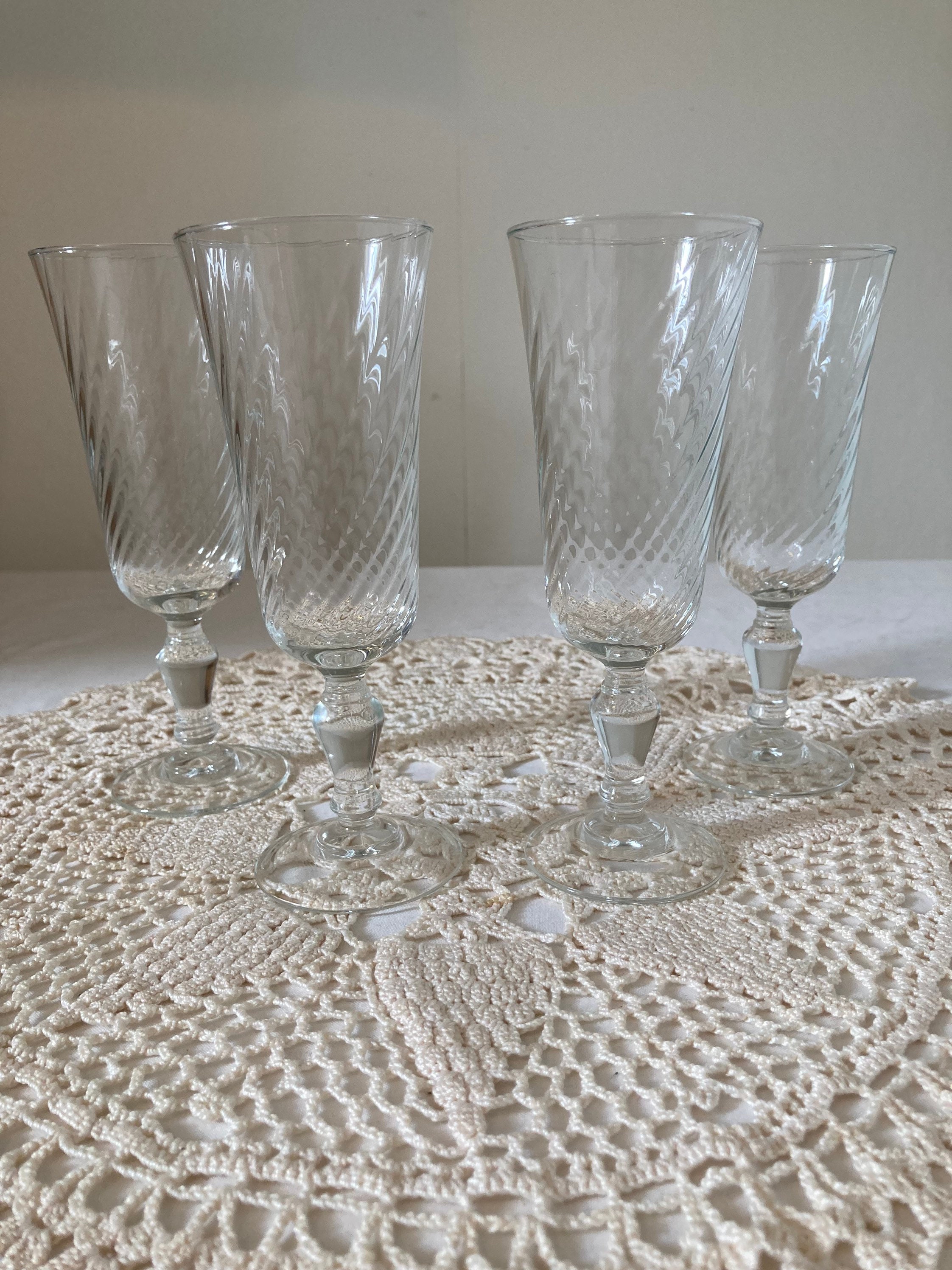 Magnifique Arcoroc/Luminarc Volute Swirl Set de 4 Flûtes Champagne Verre Clair Rosaline