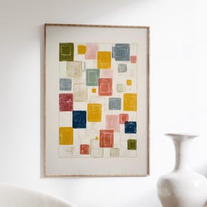Colorful checkered print, retro abstract digital poster, printable wall art