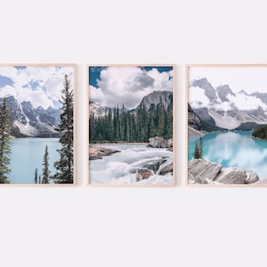 Lake Louise Wall Art, Set of 3 prints, Canada Nature Prints, Banff National Park art,  Printable Wall Art