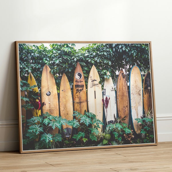 Surfboards print, surf wall art, surf board photography print, tropical beach poster, printable wall art