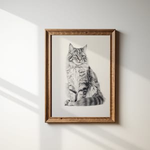 Vintage cat wall art, antique cat drawing print, printable cat poster, cat lover gift artwork, digital download, printable wall art
